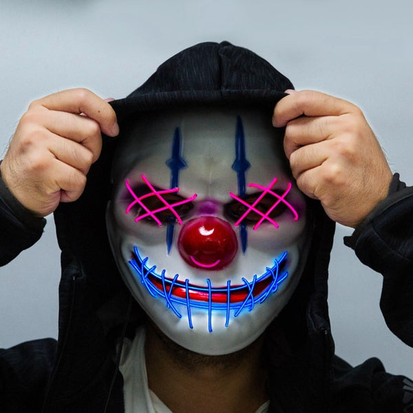 Halloween costumes Big Mouth Clown LED Cold Light Glowing Mask Horror Halloween 2019 Props Festive Party Glow In The Dark